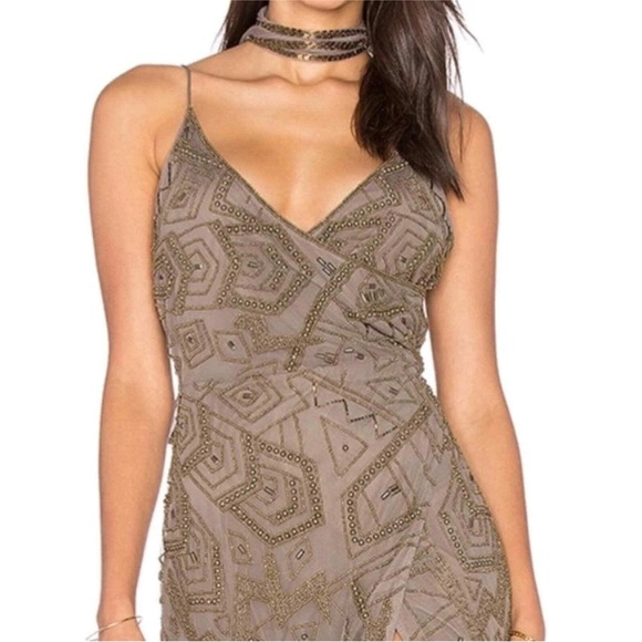 NWT luxury designer Majorelle Hollyhock Small 
Beaded Brown Revolve Dress - Picture 3 of 8